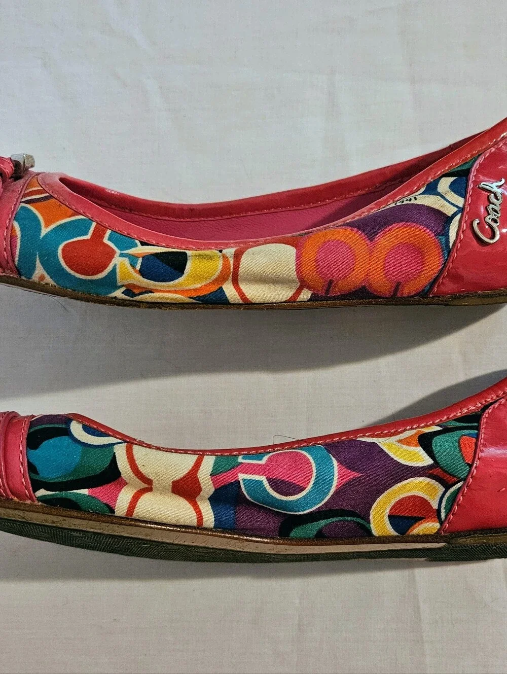 Coach Poppy Remmi Ballet Flats Pink Patent Rhinestone Buckle Size 7.5B Y2K